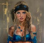 De Blauwe Parel - Olieverf op Linnen, Antiek en Kunst, Ophalen of Verzenden