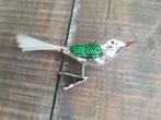 Oude groene/zilver vogel op knijper, Diversen, Kerst, Ophalen of Verzenden, Gebruikt