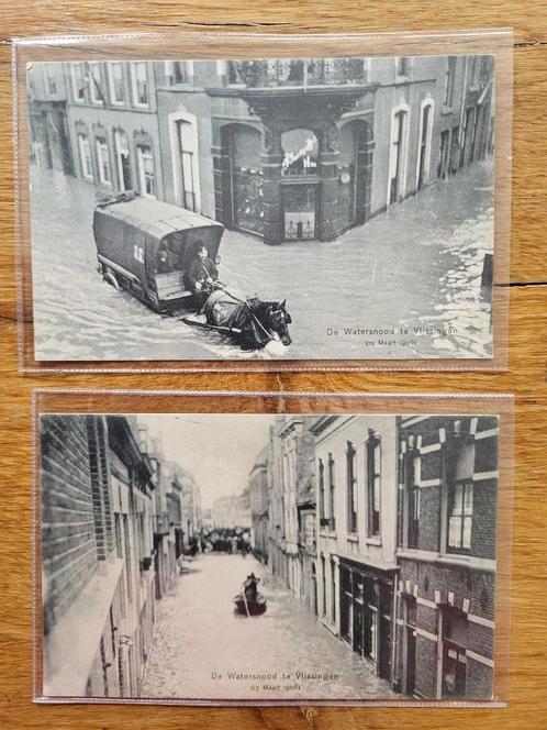 Ansicht RAMP Vlissingen 1906 Watersnood Stormvloed (2x), Verzamelen, Ansichtkaarten | Nederland, Zeeland, Voor 1920, Ophalen of Verzenden