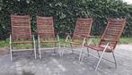 4 Teak/RVS standenstoelen Garden Impressions, inklapbaar, Ophalen, Gebruikt, Teakhout, Verstelbaar