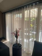 Moderne linnenlook beige overgordijnen op maat, C, Beige, C, Nieuw