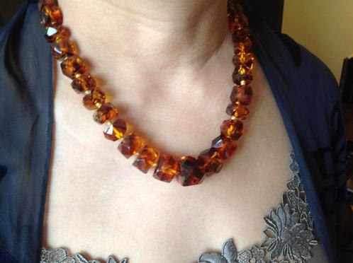 Art Deco ketting met barnsteen, SBM K, Sieraden, Tassen en Uiterlijk, Antieke sieraden, Ketting, Overige materialen, Verzenden