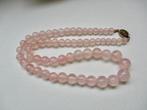 Licht roze kwarts ketting 48 cm. echt zilver verguld slot, Verzenden, Zo goed als nieuw, Roze, Zilver