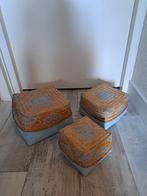 Ibiza manden set turquoise naturel, Huis en Inrichting, Woonaccessoires | Schalen en Manden, Ophalen, Zo goed als nieuw, Vierkant
