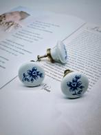 Porseleinen Meubelgreepjes met Blauwe Bloemen, Ophalen of Verzenden