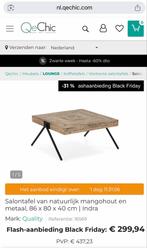 Indra salontafel - mangohout & metaal - 86x80x40cm, Huis en Inrichting, Tafels | Eettafels, Ophalen, 50 tot 100 cm, Kingloop, Nieuw