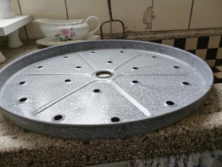 Wasketel plaat emaille grijs gewolkt, Antiek en Kunst, Antiek | Emaille, Ophalen of Verzenden