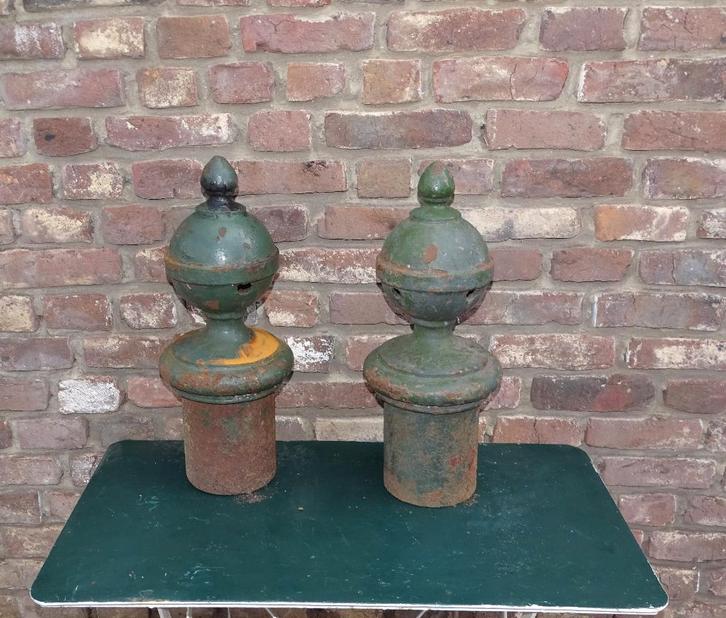set gietijzeren paalkoppen paalkop, Antiek en Kunst, Curiosa en Brocante, Ophalen