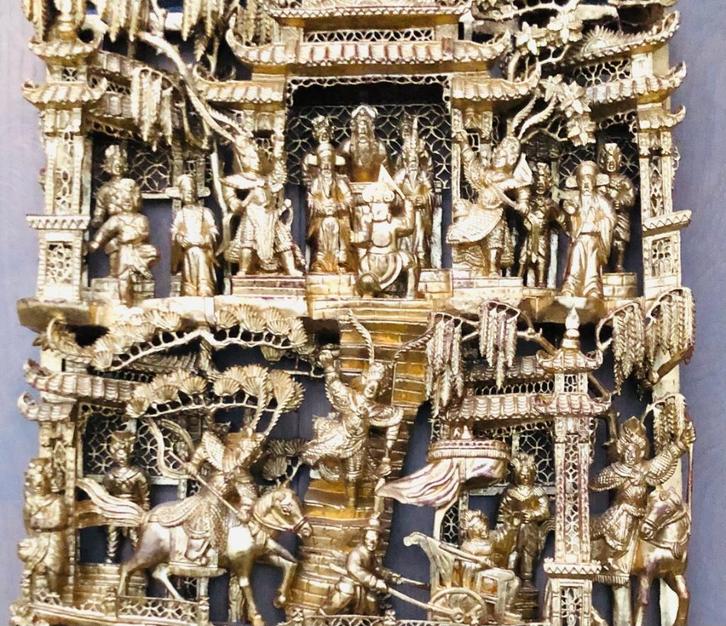 Chinees Verguld Houtsnijwerk, Antiek en Kunst, Kunst | Beelden en Houtsnijwerken, Ophalen
