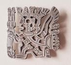 Bijzondere 925 zilveren broche met Azteken of Inca motief, Sieraden, Tassen en Uiterlijk, 4 tot 7 cm, Verzenden, Zo goed als nieuw