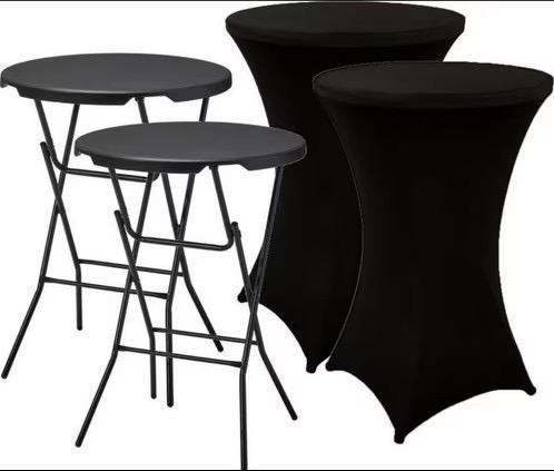 Statafels met rokken, barkrukken, stoelen en straler te huur, Huis en Inrichting, Tafels | Statafels, Zo goed als nieuw, Ophalen