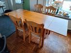 Eettafel met 4 Massief houten stoelen, 50 tot 100 cm, 150 tot 200 cm, Gebruikt, Rechthoekig