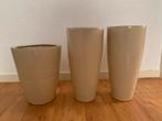 Bloempotten beige, Tuin en Terras, Ophalen, Rond, Zo goed als nieuw, Aardewerk