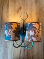 Vintage wandlamp lampenkapjes blauw bruin, Huis en Inrichting, Lampen | Wandlampen, Ophalen, Zo goed als nieuw