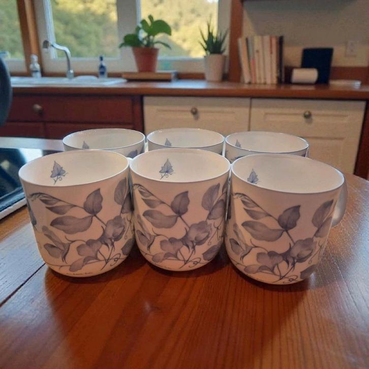 6 porseleinen mokken ROSE OF ENGLAND, Huis en Inrichting, Keuken | Servies, Zo goed als nieuw, Kop(pen) en/of Schotel(s), Overige stijlen