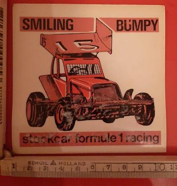 Vintage sticker Stockcar F1 Rien Rutjes 15 Smiling Bumpy beschikbaar voor biedingen