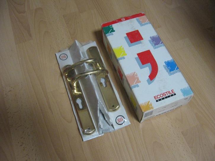 1 paar Ecostile messing deurkrukken op langschild PC 55 mm., Doe-het-zelf en Verbouw, Hang- en Sluitwerk, Nieuw, Klink of Kruk
