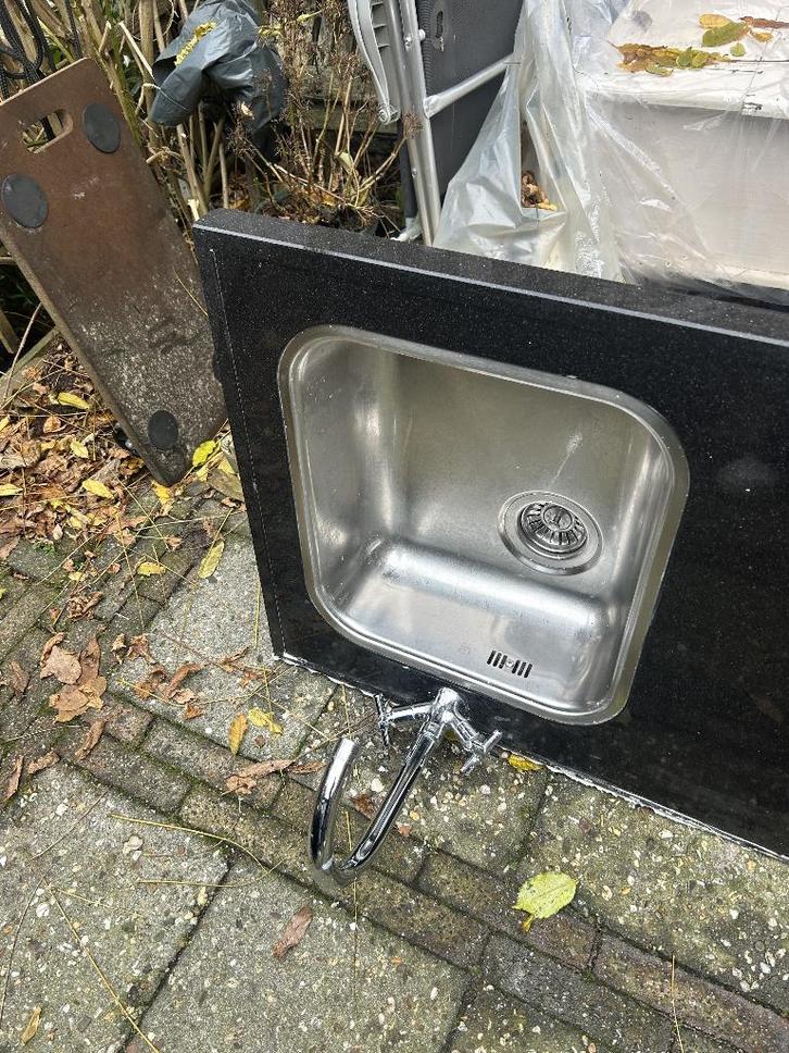 Composiet/Graniet aanrechtblad 60 x 204, Huis en Inrichting, Keuken | Keukenelementen, Gebruikt, Minder dan 100 cm, 200 cm of meer