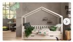 Bedbank als huisje met slaaplade (Dallas), Ophalen, 90 cm, Eenpersoons, Wit