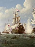 Schepen in oorlog op zee. Thomas Heesakkers., Antiek en Kunst, Kunst | Schilderijen | Klassiek, Ophalen of Verzenden