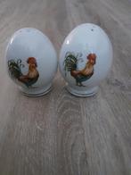 Peper en zoutstel eivormig met hanenopdruk, Ophalen of Verzenden