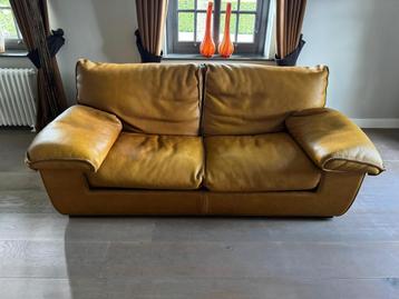 Design bank Roche Bobois leren 2-zitsbank cognackleurig beschikbaar voor biedingen