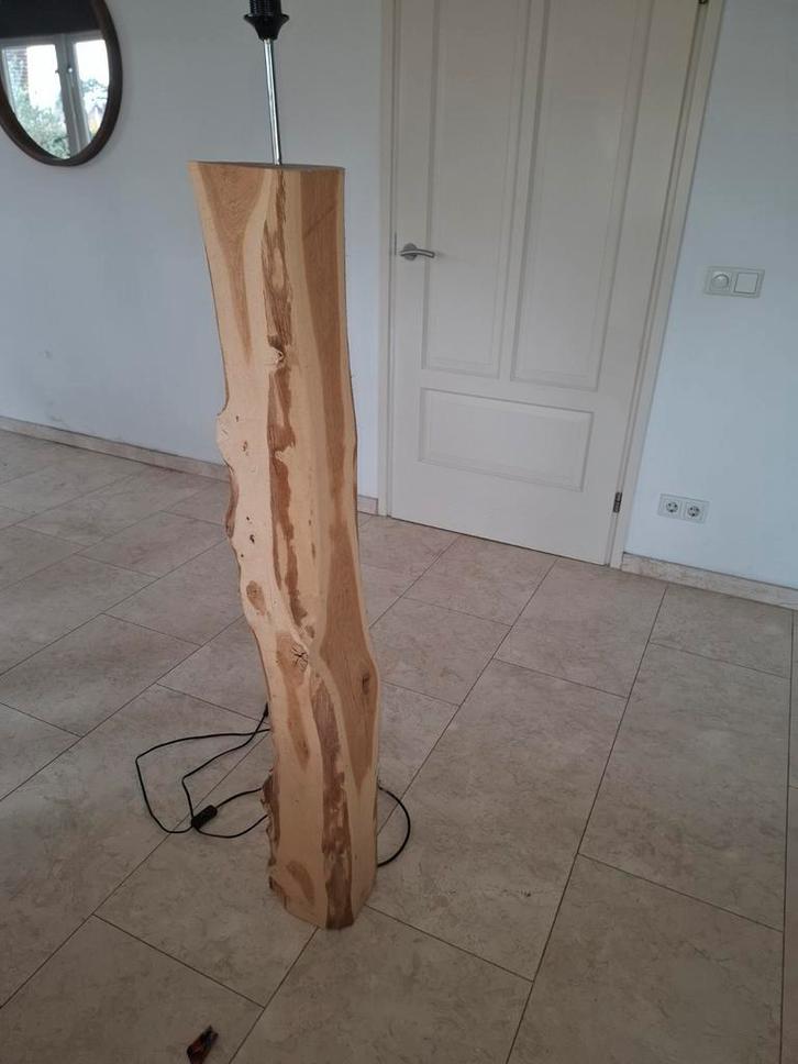 Houten Boomstamlamp - Uniek Design, Huis en Inrichting, Lampen | Vloerlampen, Gebruikt, 100 tot 150 cm, Hout, Ophalen