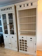 Landelijke buffetkasten met wijnrek / vitrine - wit, Ophalen, Gebruikt, 50 tot 100 cm, Landelijk
