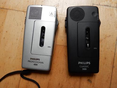2 Philips micro memo dicteer cassette recorders 388 en 488, Audio, Tv en Foto, Overige Audio, Tv en Foto, Gebruikt, Ophalen of Verzenden