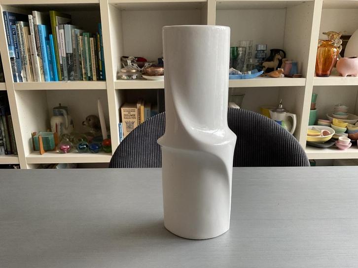 Jan van der Vaart Multipel witte porseleinen vaas 27 cm 1982, Antiek en Kunst, Kunst | Designobjecten, Ophalen of Verzenden
