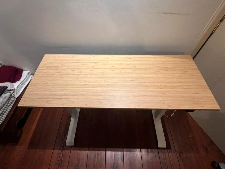 Zit-sta bureau 122x49 - Opknapper!, Huis en Inrichting, Bureaus, Zo goed als nieuw, Stabureau, In hoogte verstelbaar, Ophalen