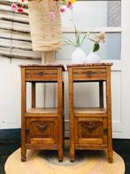 Set van 2 vintage nachtkastjes rood marmer blad, Ophalen, Zo goed als nieuw, Minder dan 45 cm