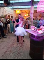 Korte Witte Bruidsjurk Kant Open Rug, Kleding | Dames, Ophalen of Verzenden, Zo goed als nieuw, Wit, Trouwjurk