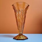 vintage art deco persglas amberkleurige vaas, Antiek en Kunst, Ophalen of Verzenden