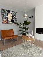 Ferm living draadmand bijzettafel/ salontafel beige., Ophalen of Verzenden, Zo goed als nieuw, Rond, Minder dan 50 cm