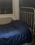 Metalen bedframe, Huis en Inrichting, Slaapkamer | Bedden, Ophalen, Gebruikt, Wit, 190 cm of minder