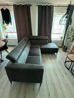 Hoekbank Antraciet Suede/Leer look, Huis en Inrichting, Banken | Complete zithoeken, Ophalen of Verzenden, Zo goed als nieuw, Leer