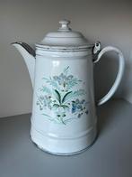 Oude gebloemde emaille kan, Ophalen of Verzenden