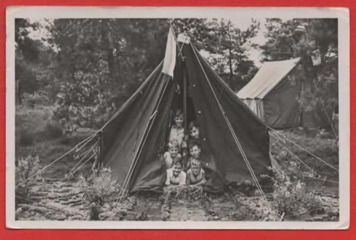 Oud-Leusden - C.J.M.V. Kamp (6 jongens in tent) - 1950, Verzamelen, Ansichtkaarten | Nederland, Gelopen, Utrecht, 1940 tot 1960