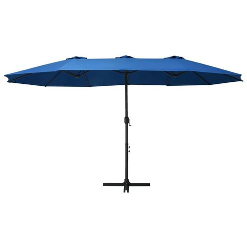 Parasol met aluminium paal 460x270 cm blauw gratis bezorgd, Tuin en Terras, Parasols, Nieuw, Zweefparasol, Kantelbaar, Verstelbaar