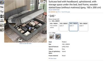 Bed frame with storage and double-side mattress (160x200 cm) beschikbaar voor biedingen