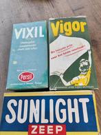 3 oude pakjes Zeep Vixil (Persil) Vigor en Sunlight zeep, Antiek en Kunst, Curiosa en Brocante, Ophalen of Verzenden