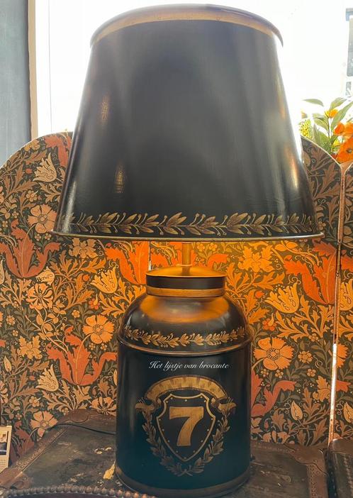 Engelse metalen Tea Caddy tafellamp zwart/goud, Huis en Inrichting, Lampen | Tafellampen, Nieuw, Minder dan 50 cm, Metaal, Ophalen