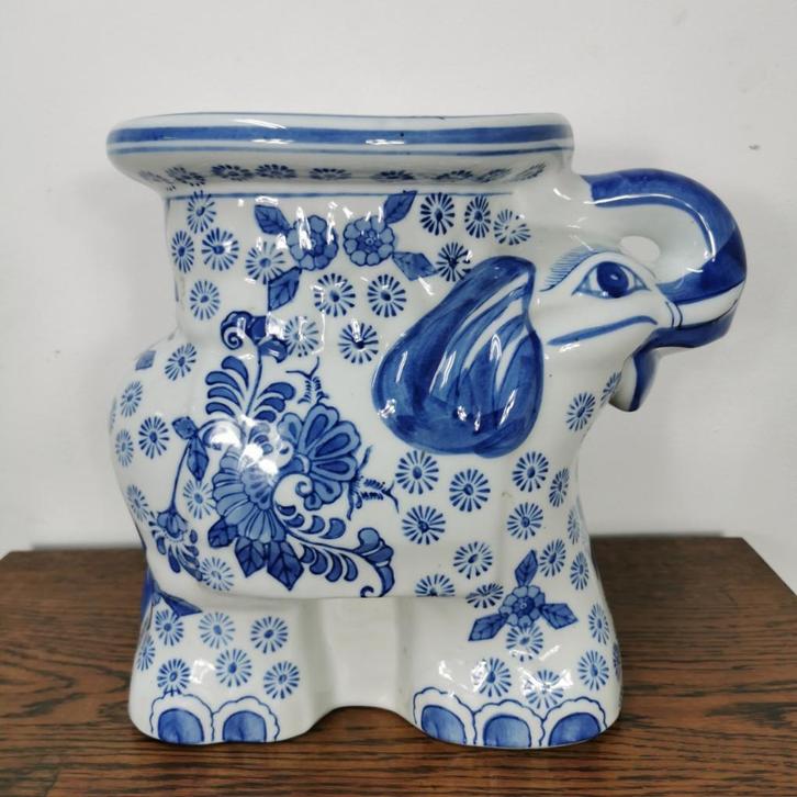 Vintage Delfts Blauw keramiek plantentafeltje Olifant, Antiek en Kunst, Antiek | Porselein, Ophalen of Verzenden