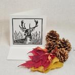 Dubbele kaart met envelop handgemaakt linosnede 15x15 cm, Ophalen of Verzenden, Nieuw