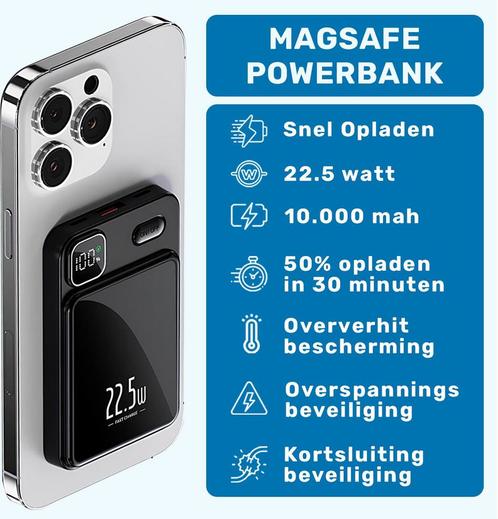 Nieuwe 10.000mAh MagSafe Powerbank 22.5W USB-C, Telecommunicatie, Powerbanks, Nieuw, Ophalen of Verzenden