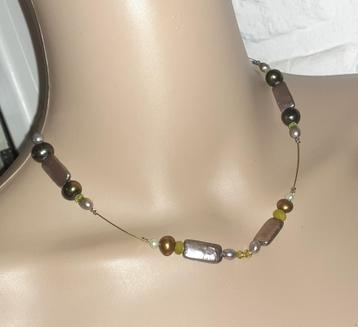 Ketting zoetwaterparel , peridoot , aventurijn , toermalijn beschikbaar voor biedingen