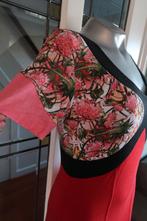 Eva en Claudi mooie zomerjurk S rood met kleurtjes, Verzenden, Eva en Claudi, Zo goed als nieuw, Maat 36 (S)