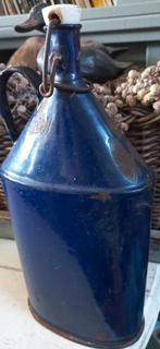 blauw emaille beugelfles/veldfles, Antiek en Kunst, Ophalen of Verzenden