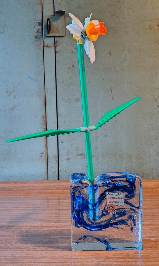 Mundgeblasen Studioglas Vaas - Blauw Lint Design, Antiek en Kunst, Kunst | Designobjecten, Ophalen